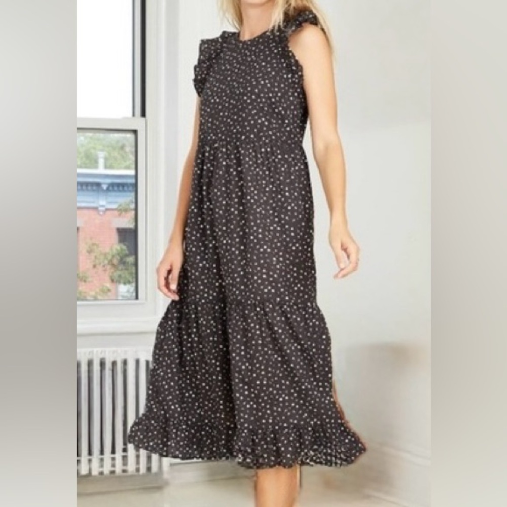 NWT L Universal Thread Black Maxi Ruffle Dress